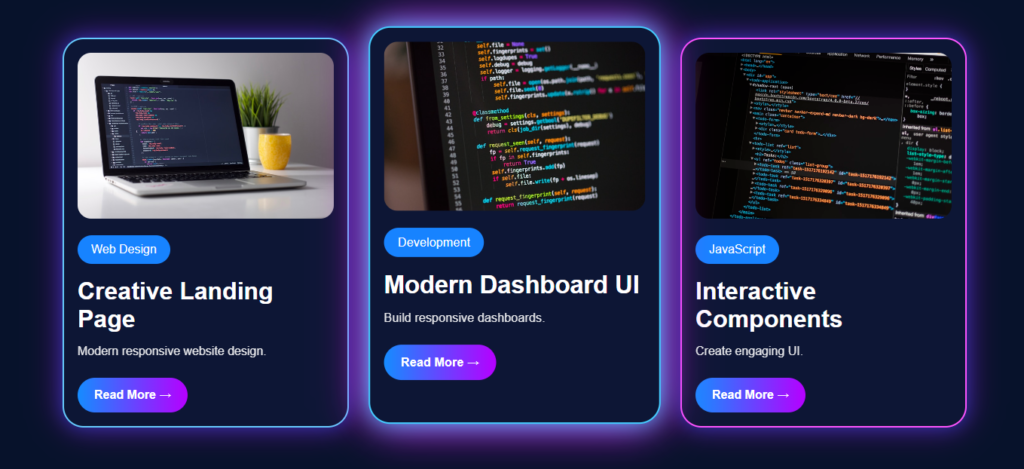 Animated Neon Cards