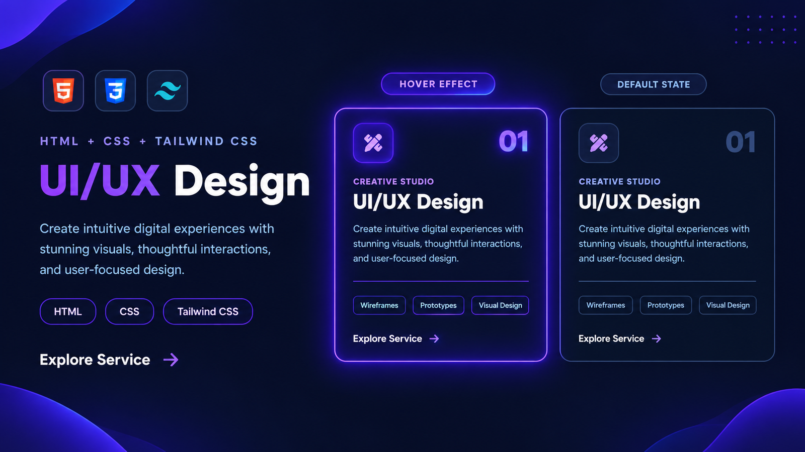 Animated Services Cards Using Tailwind