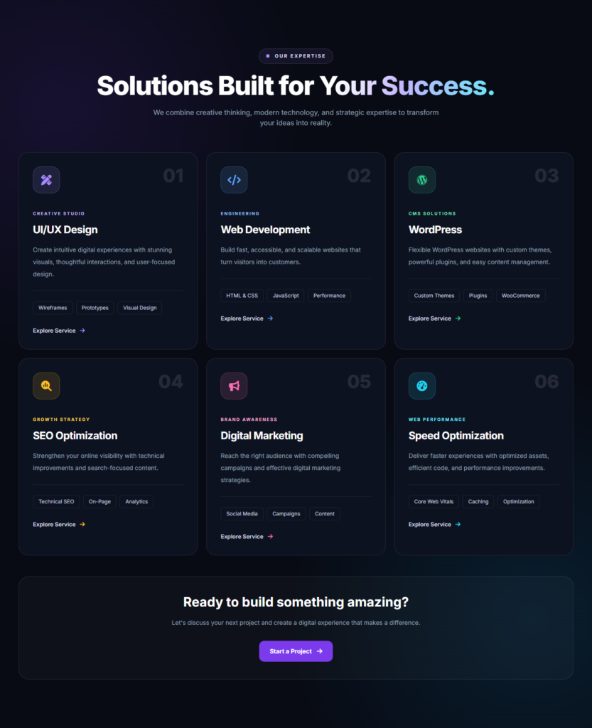 Animated Services Cards Using Tailwind